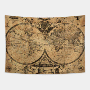world map vintage Tapestry