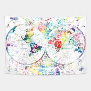 world map vintage Tapestry
