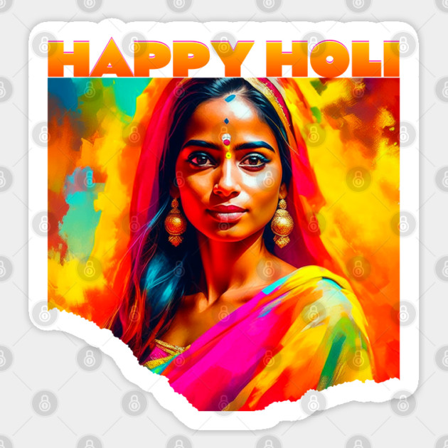 Happy Holi Beautiful Woman Sticker by HolidayBug