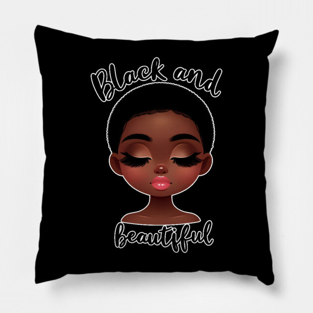 Black and Beautiful Pillow by UrbanLifeApparel