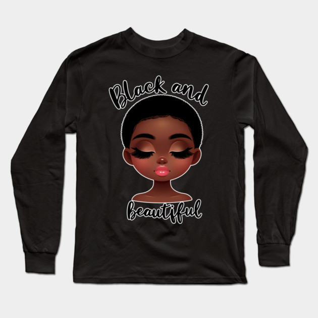 Black and Beautiful Long Sleeve T-Shirt by UrbanLifeApparel