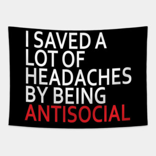 Antisocial - White Text Tapestry