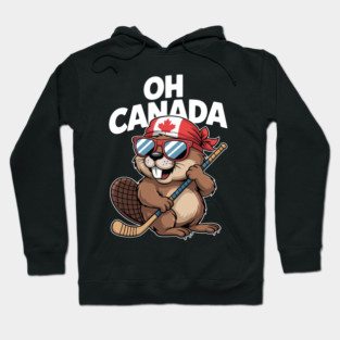 Oh Canada Canadian Groundhog Flag Funny Canada Day Hockey Hoodie