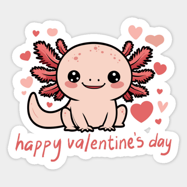 Axolotl Valentine - Happy Valentine's Day Magnet by JessArty