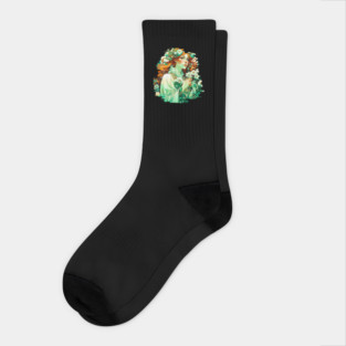 Art Nouveau Imbolc Celtic Spring Socks