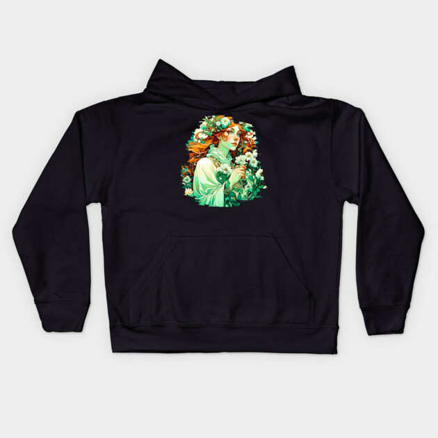 Art Nouveau Imbolc Celtic Spring Kids Hoodie by HolidayBug