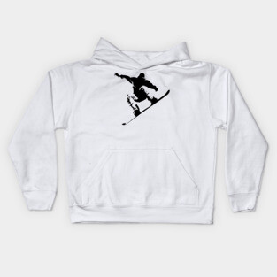 Snowboarding Black on White Abstract Snow Boarder Kids Hoodie