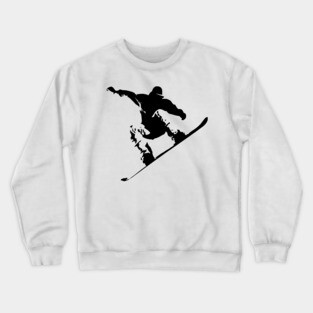 Snowboarding Black on White Abstract Snow Boarder Crewneck Sweatshirt