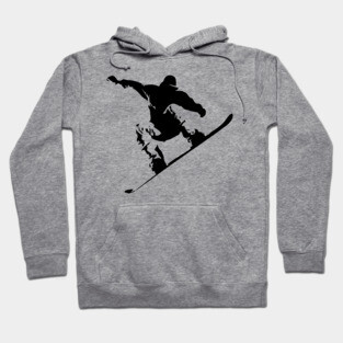 Snowboarding Black on White Abstract Snow Boarder Hoodie