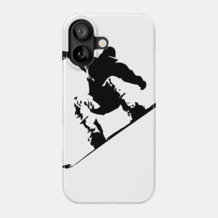 Snowboarding Black on White Abstract Snow Boarder Phone Case
