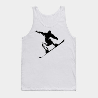 Snowboarding Black on White Abstract Snow Boarder Tank Top
