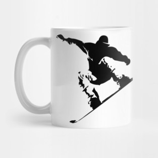 Snowboarding Black on White Abstract Snow Boarder Mug