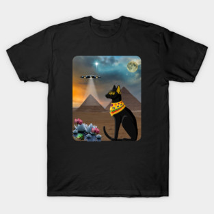 Egyptian Cat Amid the Pyramids in Ancient Egypt T-Shirt