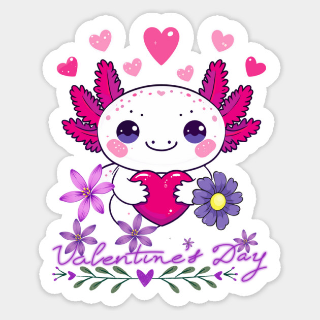 Axolotl Valentine - Valentine's Day Magnet by JessArty