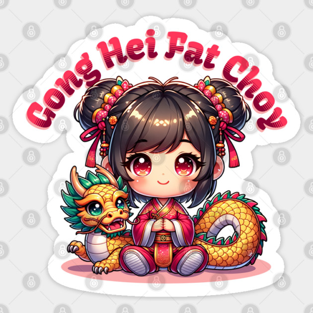 Chinese New Year Girl & Dragon Sticker by HolidayBug