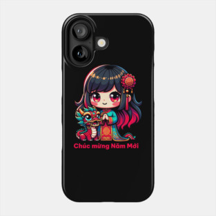 Vietnamese New Year Girl & Red Dragon Phone Case