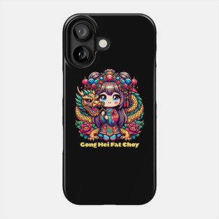 Chinese New Year Girl, Dragon, Flowers Phone Case