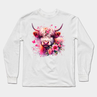 Valentine's Highland Cow Long Sleeve T-Shirt