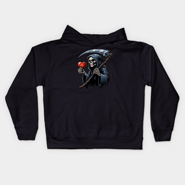 Valentine's Day Grim Reaper Kids Hoodie by HolidayBug
