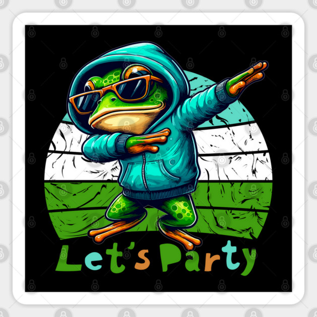 Dabbing Frog - Let's Party Sticker by JessArty