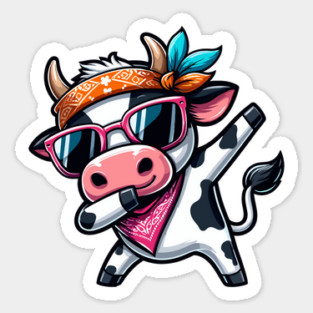 Dabbing Cow Sticker