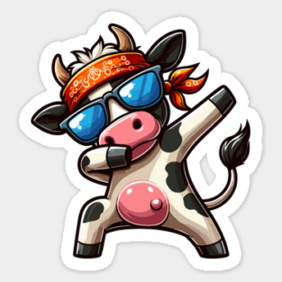 Dabbing Funny Cow Sticker