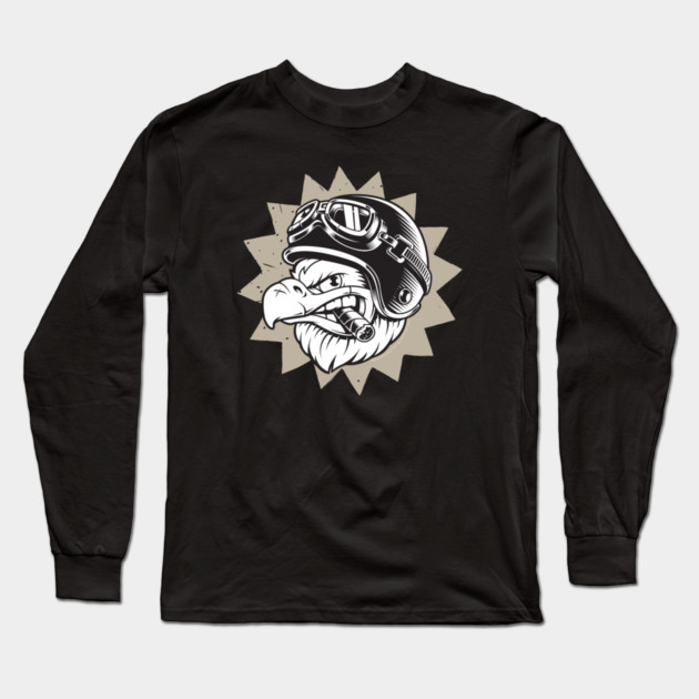 Rebel Eagle Motorcycle Design Long Sleeve T-Shirt by Timeless Chaos