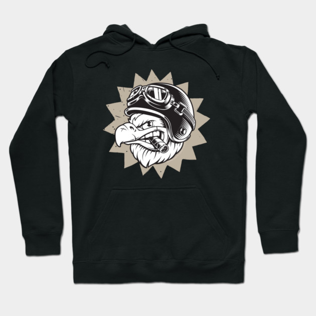 Rebel Eagle Motorcycle Design Hoodie by Timeless Chaos