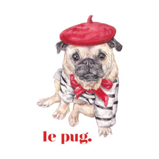 Le Pug - French Dog Watercolor Puppy T-Shirt