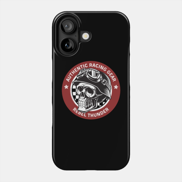 Rebel Thunder Racing Gear Skull Phone Case by Timeless Chaos