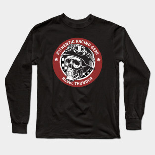 Rebel Thunder Racing Gear Skull Long Sleeve T-Shirt