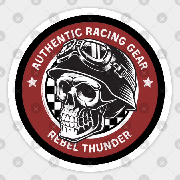 Rebel Thunder Racing Gear Skull Sticker by Timeless Chaos
