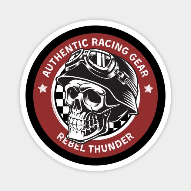 Rebel Thunder Racing Gear Skull Magnet by Timeless Chaos
