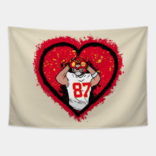 Travis Kelce Heart Celebration Tapestry