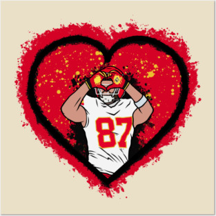 Travis Kelce Heart Celebration Posters and Art