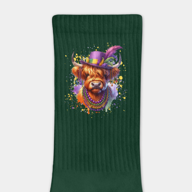 Mardi Gras Highland Cow by HolidayBug