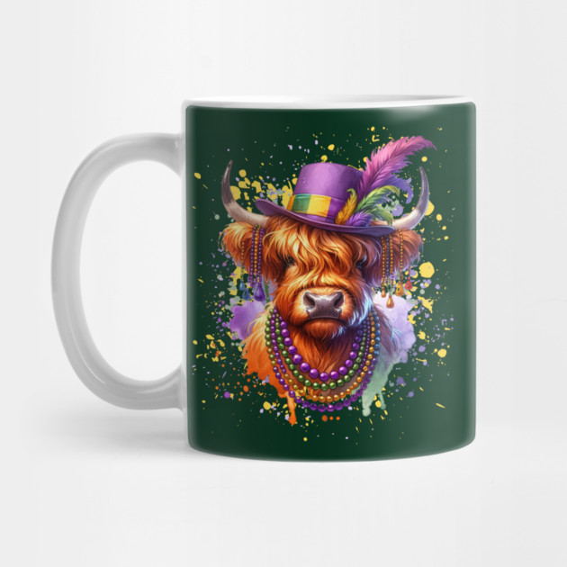 Mardi Gras Highland Cow by HolidayBug