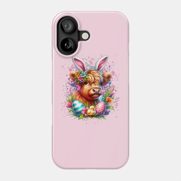 Easter Highland Cow Phone Case by HolidayBug
