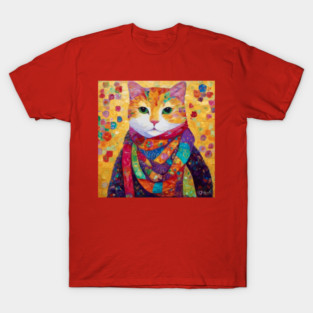 Colorful Cat Portrait Painting After Gustav Klimt T-Shirt