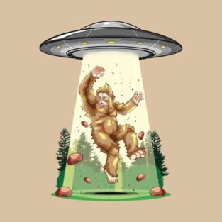 Cosmic Encounter:  Bigfoot Alien Abduction T-Shirt
