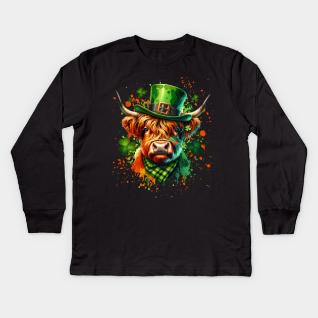 St. Patrick's Day Cow Kids Long Sleeve T-Shirt by HolidayBug