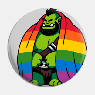 Comfy Womfy Pride Orc Husbando LGBTQ Rainbow Pin