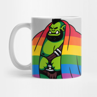 Comfy Womfy Pride Orc Husbando LGBTQ Rainbow Mug