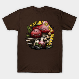 Nature Is Not Binary Fungi Red T-Shirt