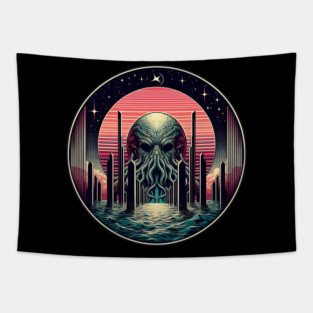 Neon Abyss: Cthulhu's Synthwave Surge Tapestry