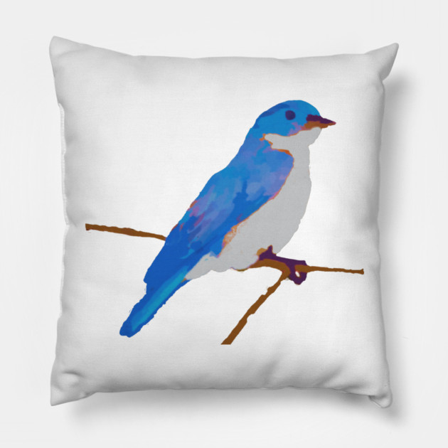 Blue Thrush Pillow by DonWillisJrArt