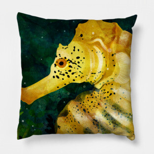 Yellow Seahorse Pillow