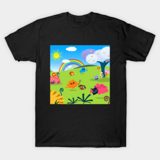Happy Colorful Planet with Cute and Magical Creatures V2 T-Shirt