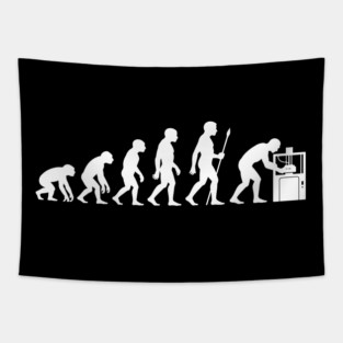 3D Printing Human Evolution Silhouette Funny 3D Printer Lovers Tapestry