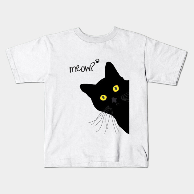 Meow! Black Cat Black Cat Kids T-Shirt TeePublic - Main Image
